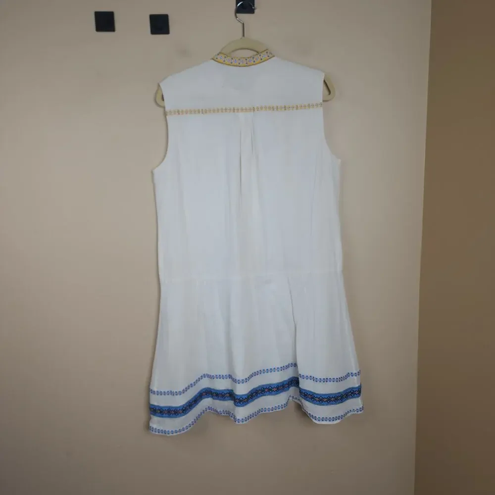 Tory Burch Embroidered Adriana Dress Size 14 DAMAGED